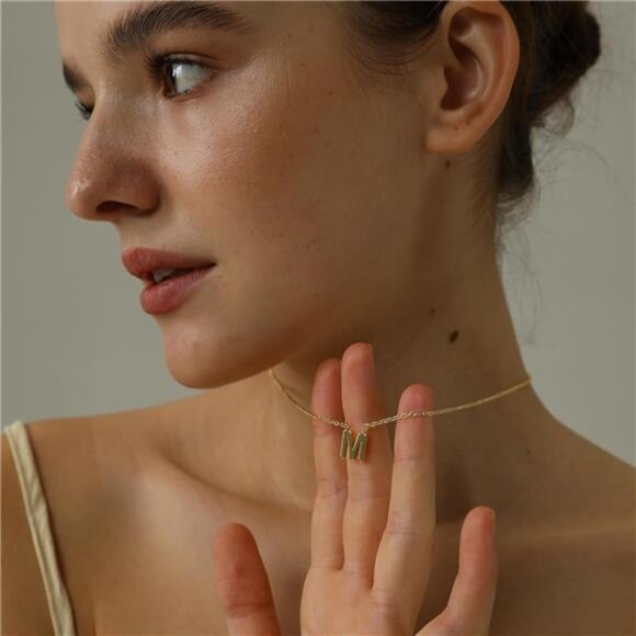 Necklaces 14k Gold Plated Dainty Gold Letter Necklace Tiny Initial Pendant - Picture 4 of 7